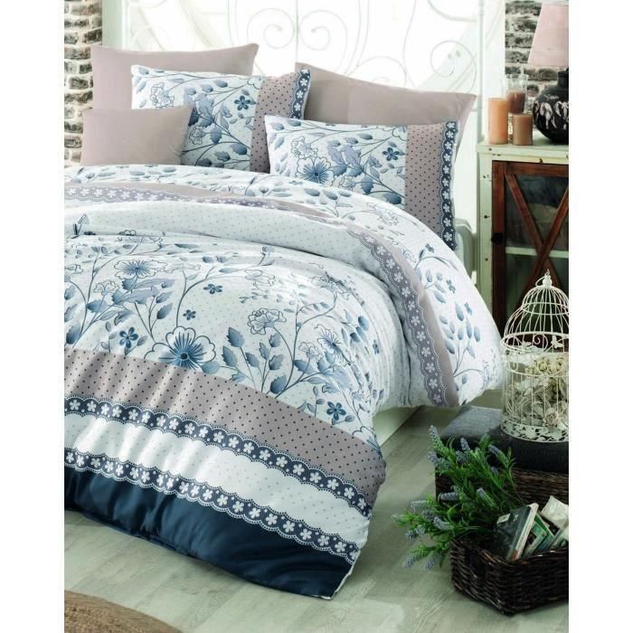 Aucune ASI8681875081015 Juego de cama 100% algodón reforzado - Funda nórdica 220x240 cm + 2 fundas almohada 60x60 cm - Azul 3