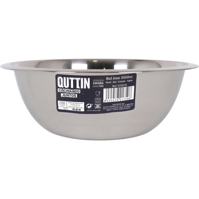 Bol de Metal Inoxidable Quttin 3500 cc (12 Unidades) 1 Bol de Metal Inoxidable Quttin 3500 cc (12 Unidades) 1