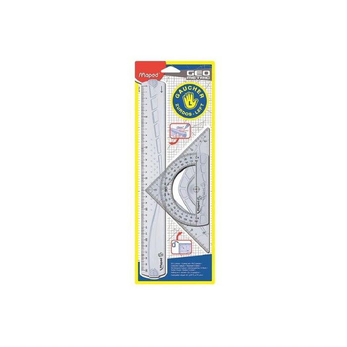 Kit 3 Reglas Geometric Maped Para Zurdos (Set de 20)