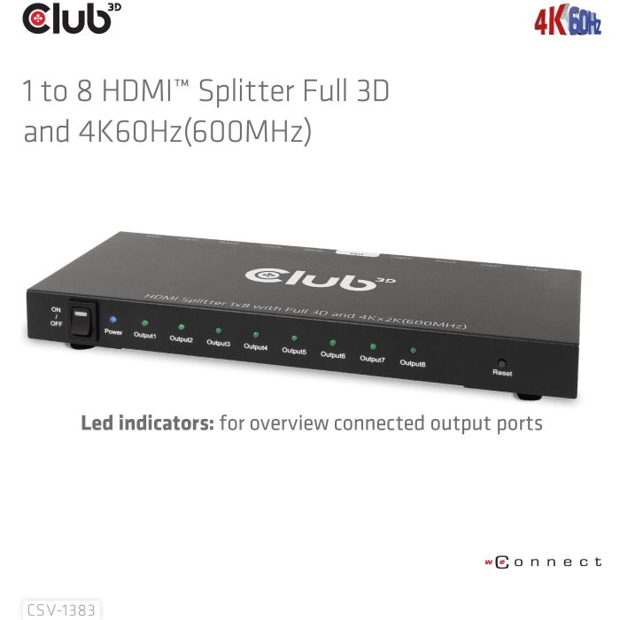 Club3D Splitter HDMI 1 Entrada a 8 Salidas 4K 60Hz UHD 6 Club3D Splitter HDMI 1 Entrada a 8 Salidas 4K 60Hz UHD 6
