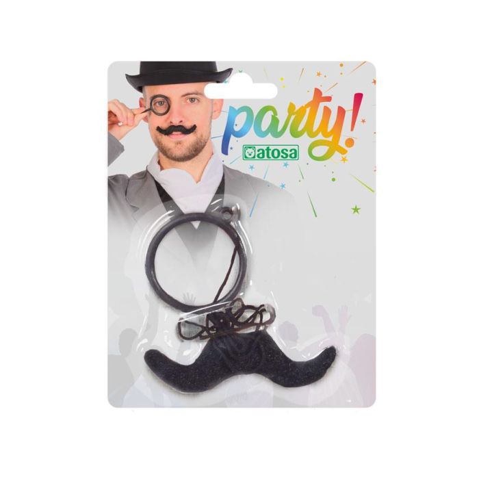 Monóculo Negro con Bigote Adhesivo para Disfraz de Caballero Victoriano - Accesorio para Adultos 1 Monóculo Negro con Bigote Adhesivo para Disfraz de Caballero Victoriano - Accesorio para Adultos 1