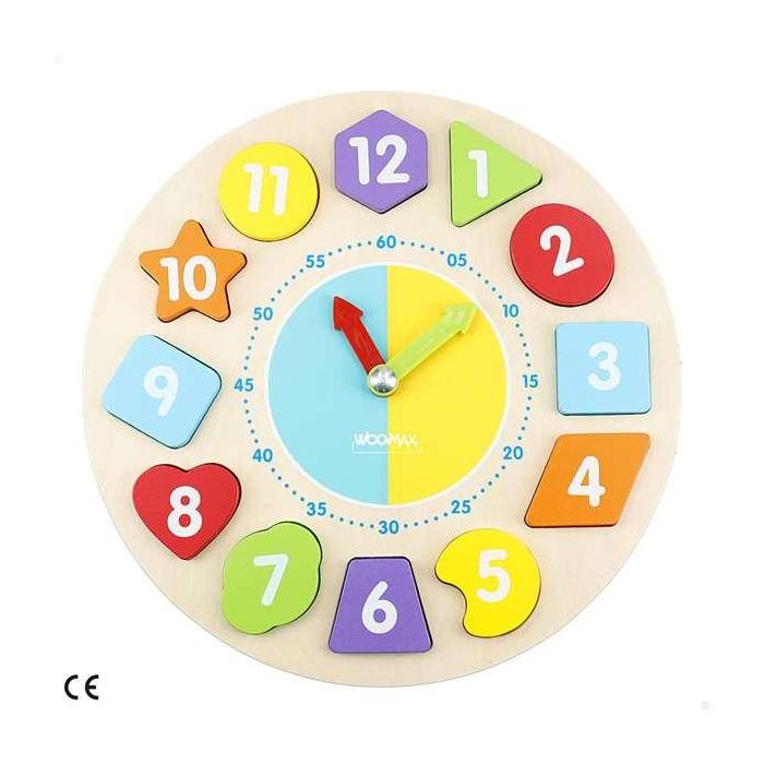 Reloj madera con 13 piezas. 22x7x22 cm - modelos surtidos Reloj madera con 13 piezas. 22x7x22 cm - modelos surtidos