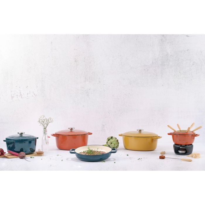 Sartén grill - ACOGEDORA Y MODERNA - FONTESTIC - Hierro fundido esmaltado - Ø28 cm - Apta para todo tipo de cocinas, incluida la de inducción - Azul 1