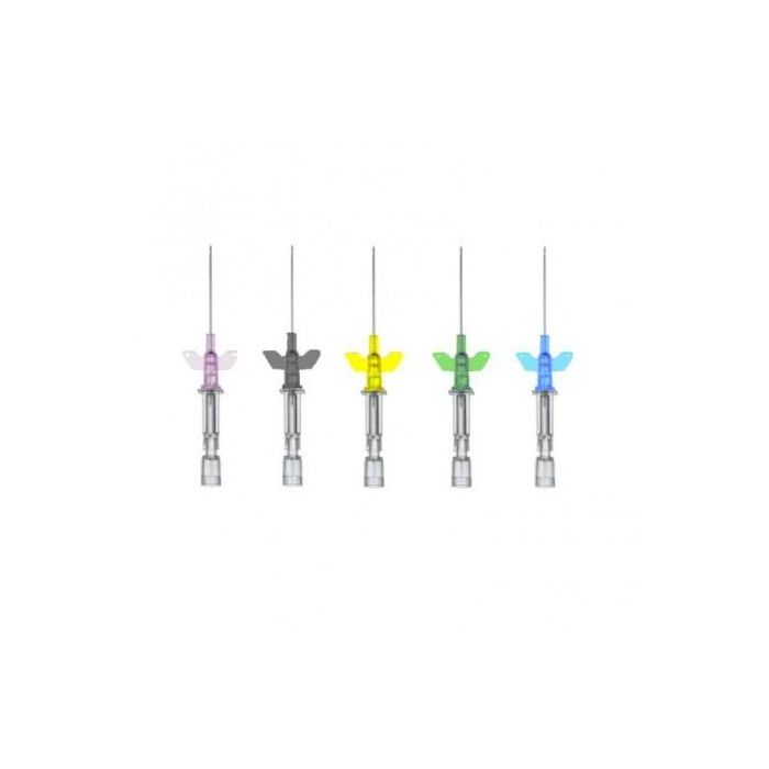 B. Braun Catéter Introcan W Certo C-Alas Azul 22G, 50 Unidades - Sin látex, FEP-Teflón