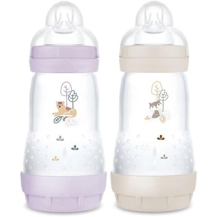 MAM MAM9001616836572 Set de 2 biberones Easy Start Anticólico 260 ml Tetina Flow 2 Lila + Arena MAM MAM9001616836572 Set de 2 biberones Easy Start Anticólico 260 ml Tetina Flow 2 Lila + Arena
