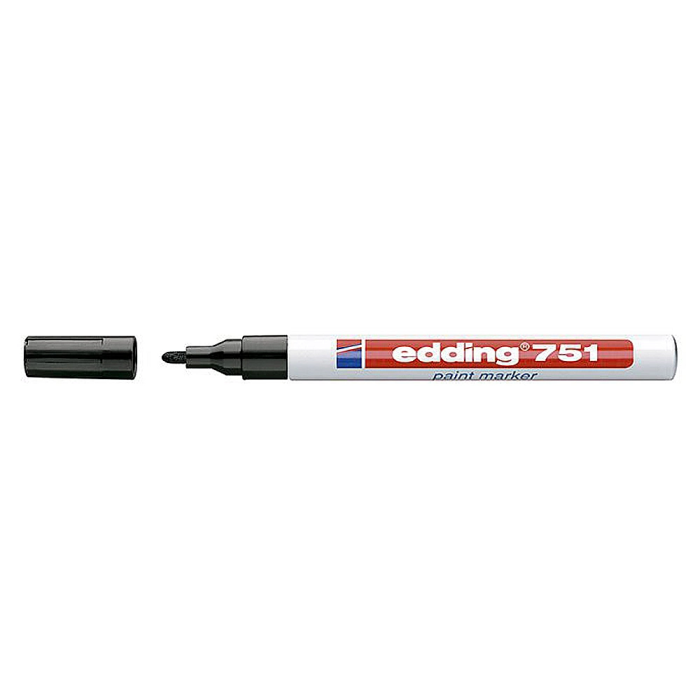 Edding Marcador Permanente 751 Tinta Opaca Brillante Negro Set 10 Unidades (Set de 10) 1
