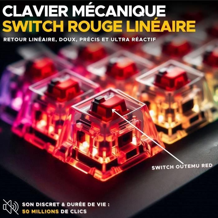 Teclado para juegos de triple modo - The G-Lab - KEYZ TITAN - Mecánico (interruptor rojo) - Inalámbrico - RGB 1 Teclado para juegos de triple modo - The G-Lab - KEYZ TITAN - Mecánico (interruptor rojo) - Inalámbrico - RGB 1