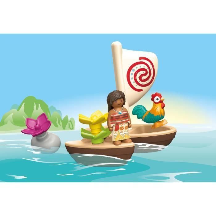 Playmobil Vaiana Junior Disney: Set Barco con Figura Moana, Gallo y Accesorios (Vela, Flores, Pulverizador) - Edad 1 año+ 1