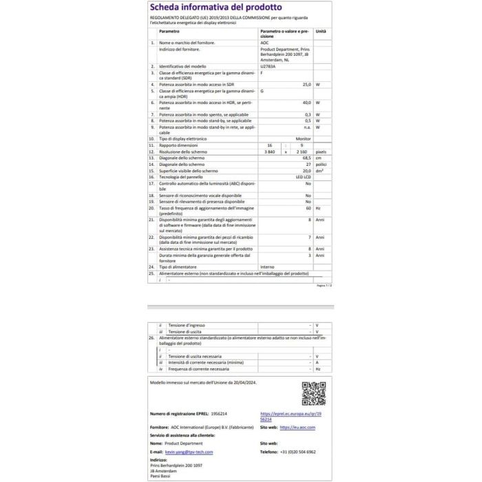 Monitor Gaming AOC U27B3A 27" 4K Ultra HD 13