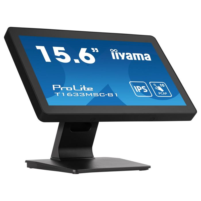 Iiyama T1633MSC-B1 Monitor Táctil de 15.6" Full HD (1920 x 1080) IPS, 5ms, HDMI, DisplayPort, USB, Altavoces, Negro, Retail