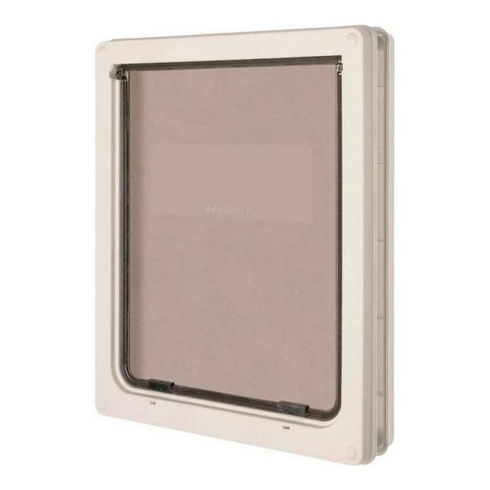 Petmate Dog Mate XL Puerta para Perros de 2 Vías Grandes - Plástico Resistente, Vidrio de Seguridad, Cerradura Magnética, Sello Cepillo - Blanco