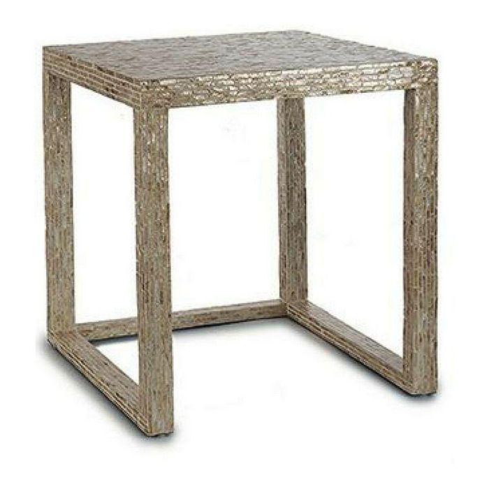 Giftdecor Juego de 2 Mesas Auxiliares en Nácar Claro, Blanco/Beige/Oro - 60x42.5x61 cm y 49x38.5x48.5 cm