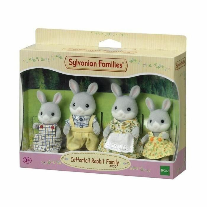 Sylvanian Families 3134 Familia Conejo Gris Papá Mamá Niño Niña Figuras
