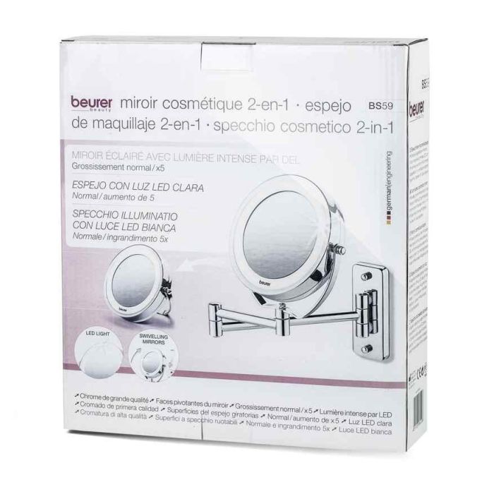 Beurer BS-59 Espejo Cosmético con Luz LED Doble Cara y 5 Aumentos para Mesa o Pared 1