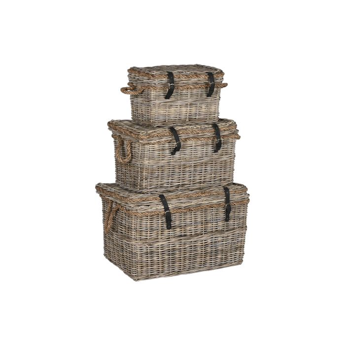 Baul Item Home DKD Home Decor Gris Claro 52 x 56 x 86 cm Set de 3 3 Baul Item Home DKD Home Decor Gris Claro 52 x 56 x 86 cm Set de 3 3