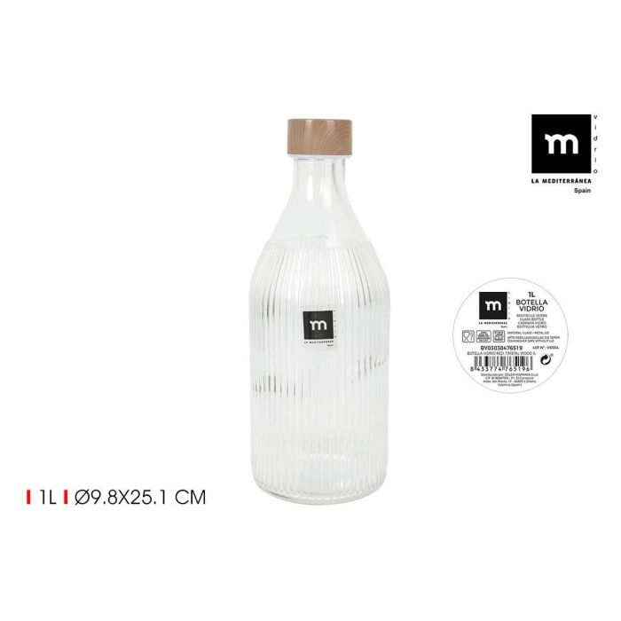 Botella de Cristal La Mediterránea Metal Vidrio 1 L (24 Unidades) 3 Botella de Cristal La Mediterránea Metal Vidrio 1 L (24 Unidades) 3