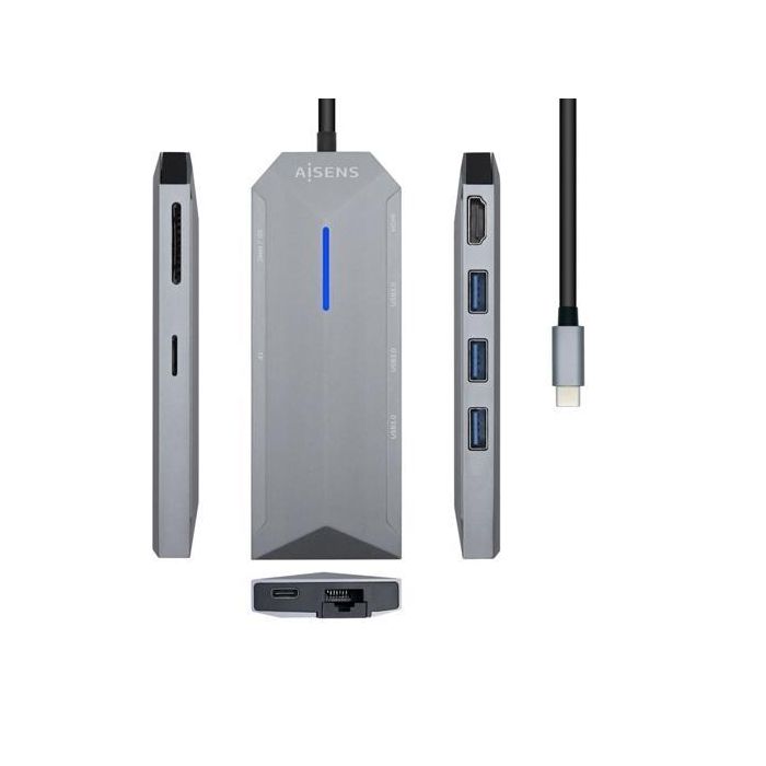 Aisens Dock Station 8 En 1 Usb-C A 1Xhdmi, 1Xrj45, 3Xusb, 1Xpd, 1XSd, 1Xmicro Sd, Gris Aisens Dock Station 8 En 1 Usb-C A 1Xhdmi, 1Xrj45, 3Xusb, 1Xpd, 1XSd, 1Xmicro Sd, Gris