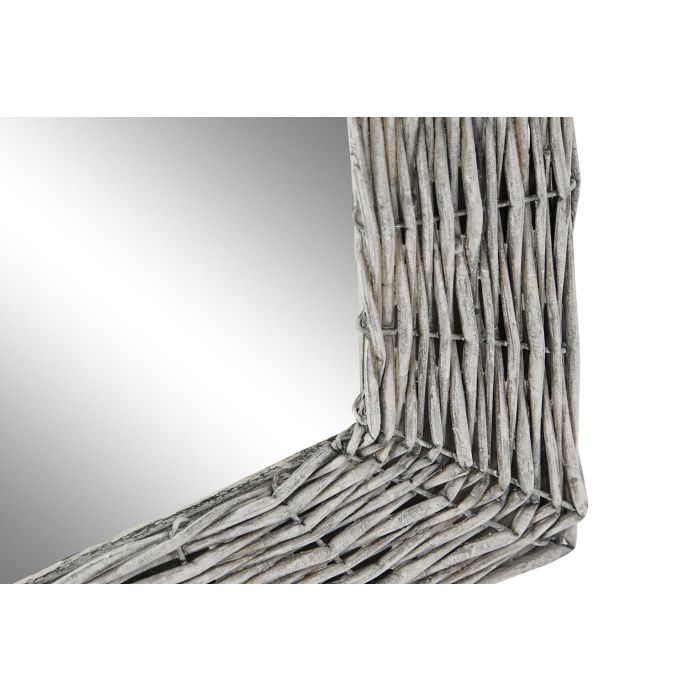 DKD Home Decor Espejo de Pared Estilo Cottage hecho a mano, Mimbre y Cristal, Color Gris, 63 cm Alto x 52.5 cm Ancho x 4 cm Fondo 2
