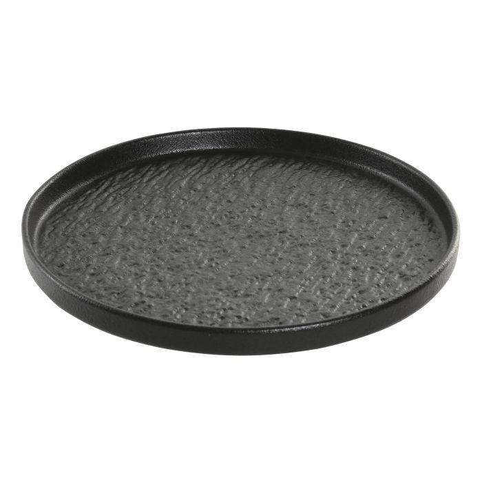 DKD Home Decor Plato Horeca Negro 24.5 x 2.3 x 24.5 cm (12 Unidades) Porcelana Relieve