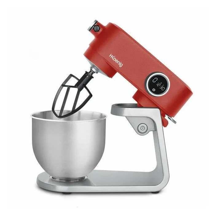 Hkoenig Procesador de Alimentos KM124 5L 8 Velocidades Rojo Mate y Plata 1