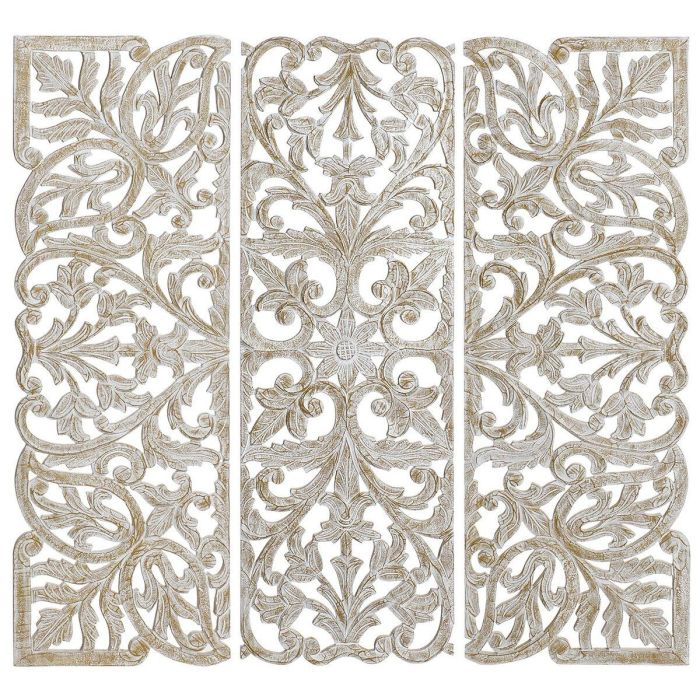 Decoración de Pared DKD Home Decor Dorado Blanco Hierro Romántico Madera MDF (40 x 2 x 120 cm)