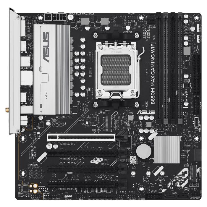 ASUS Placa Base B850M MAX GAMING WiFi, Socket AM5, Compatible con AMD Ryzen 7000/8000/9000 Series, DDR5, WiFi 6, Micro ATX 1 ASUS Placa Base B850M MAX GAMING WiFi, Socket AM5, Compatible con AMD Ryzen 7000/8000/9000 Series, DDR5, WiFi 6, Micro ATX 1