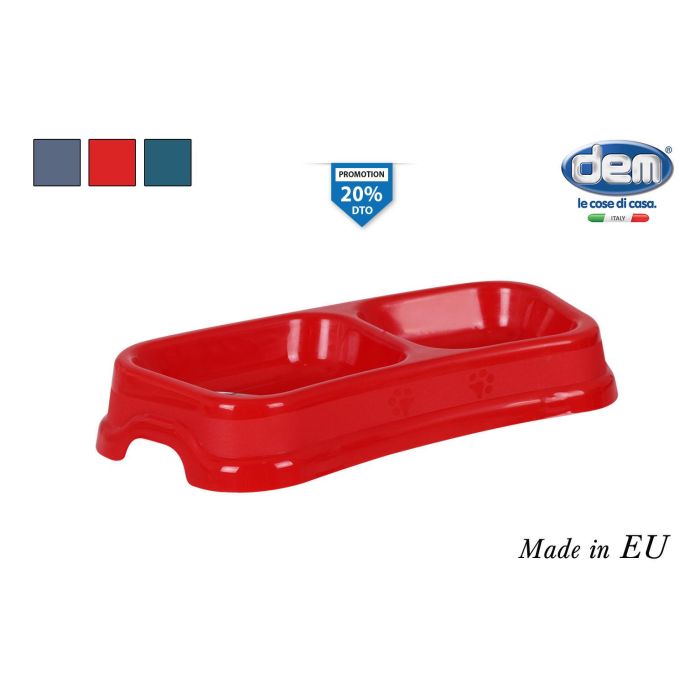 Comedero Doble Pequeño 24x12x4 cm Dem (24 Unidades) Comedero Doble Pequeño 24x12x4 cm Dem (24 Unidades)