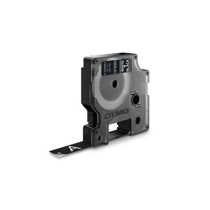Dymo Cinta de Transferencia Térmica D1, Etiqueta Permanente Blanco sobre Negro, 12 mm x 3M, para Rotuladora Labelmanager