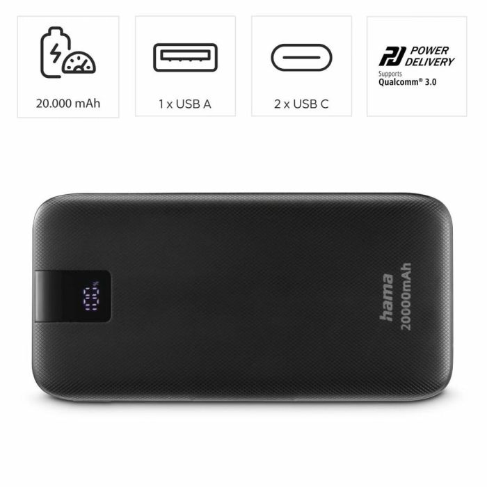 Batería para Portátil Hama 00201719 Antracita 20000 mAh 20 Batería para Portátil Hama 00201719 Antracita 20000 mAh 20