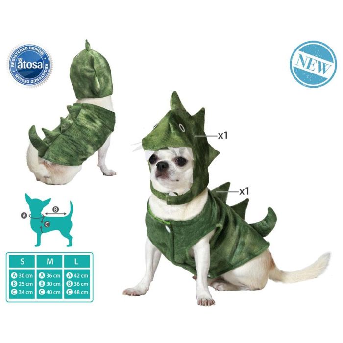 Disfraz de Dinosaurio para Perro, Talla M, Color Verde, Poliéster Disfraz de Dinosaurio para Perro, Talla M, Color Verde, Poliéster