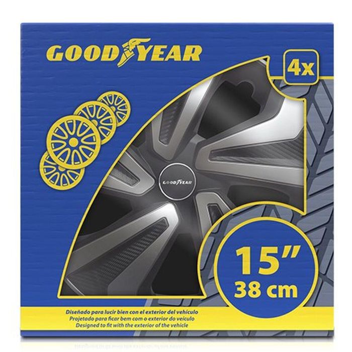 Tapacubos Goodyear GOD9085 Negro Bicolor Plata 15" (4 Unidades)