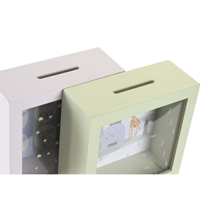 DKD Home Decor Hucha Baobab Kids Blanco Azul 7 x 18 x 18 cm (6 Unidades) 2