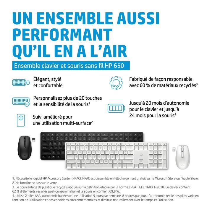 HP Teclado y Ratón Inalámbrico 650 - Combo Cómodo, Productivo y Fiable con Rastreo Preciso 13