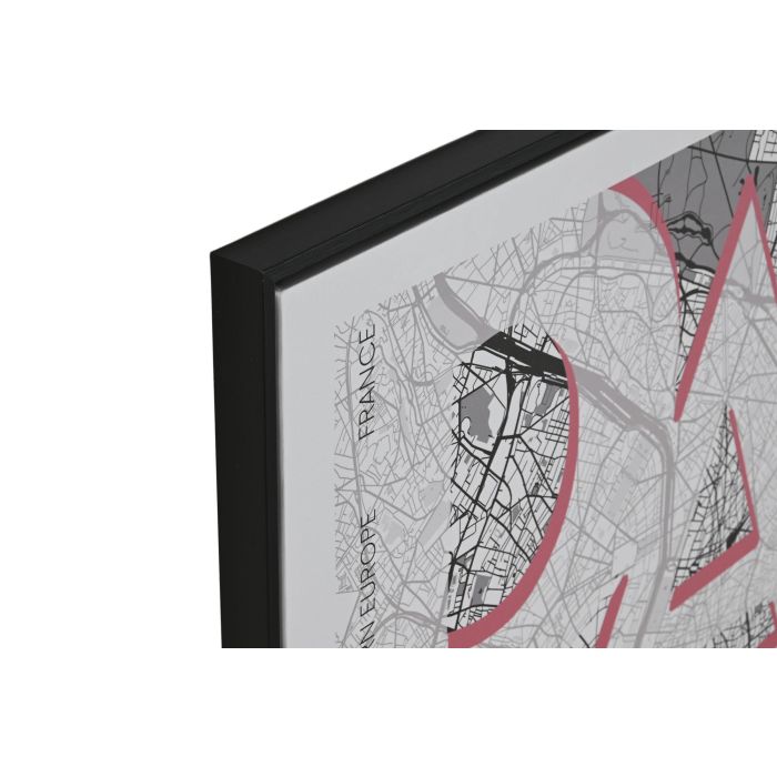 DKD Home Decor Cuadro Mapa Ciudad Negro Blanco 80 x 60 cm 2 Unidades Lienzo PS 1