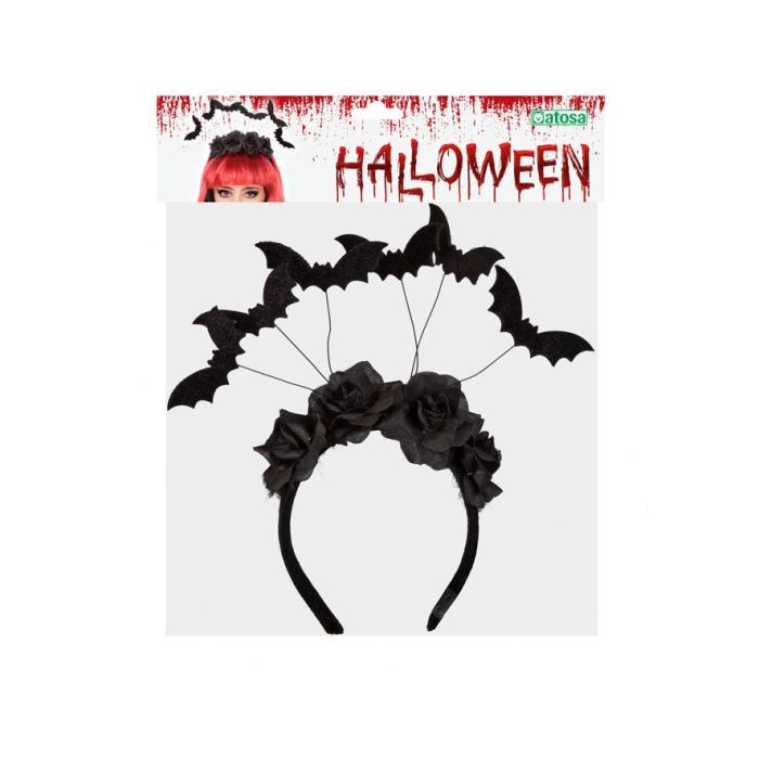 Diadema Halloween Murciélagos Rosas Negras para Disfraz 1