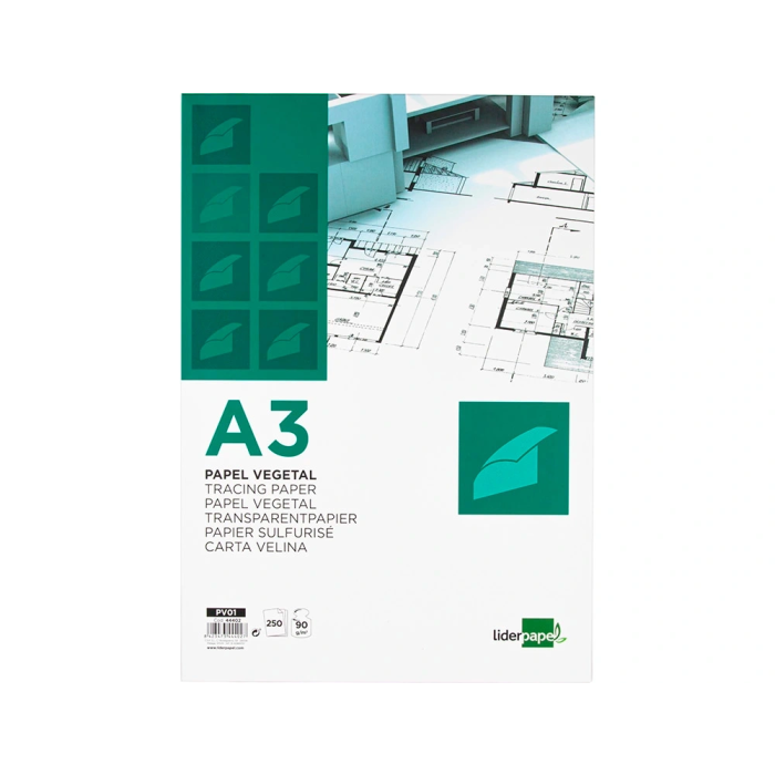 Liderpapel Papel Vegetal 90gr 297x420mm (Din A3) 1