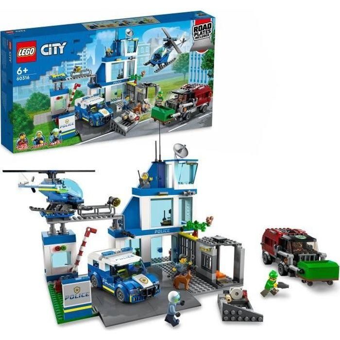 LEGO 60316 Comisaría de Policía de la Ciudad, Coche de Juguete, Camión de Basura y Helicóptero Niños +6 Años, Set Aventuras LEGO 60316 Comisaría de Policía de la Ciudad, Coche de Juguete, Camión de Basura y Helicóptero Niños +6 Años, Set Aventuras