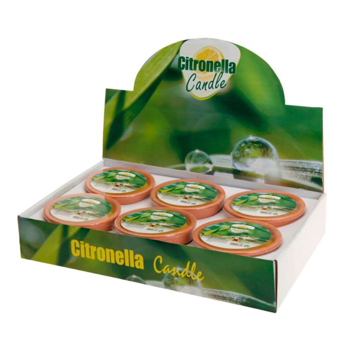 Vela citronela antimosquitos con recipiente de barro medidas: ø13x6,5cm euro/uni 1