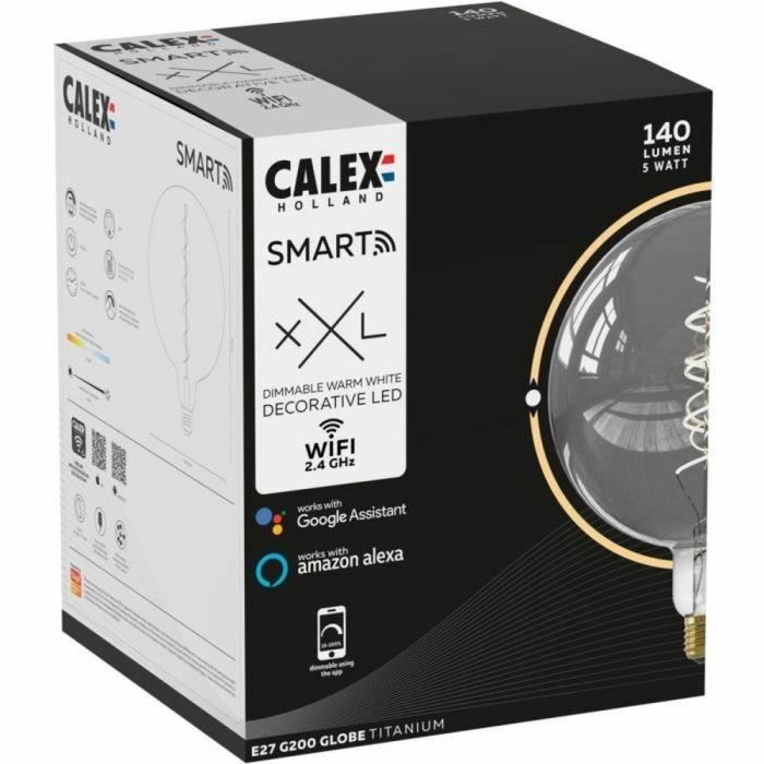 Bombilla LED E27 - CALEX - G200 SMART LED - 5 W - 130 lm - 2100 K - Regulable - Titanio 4 Bombilla LED E27 - CALEX - G200 SMART LED - 5 W - 130 lm - 2100 K - Regulable - Titanio 4