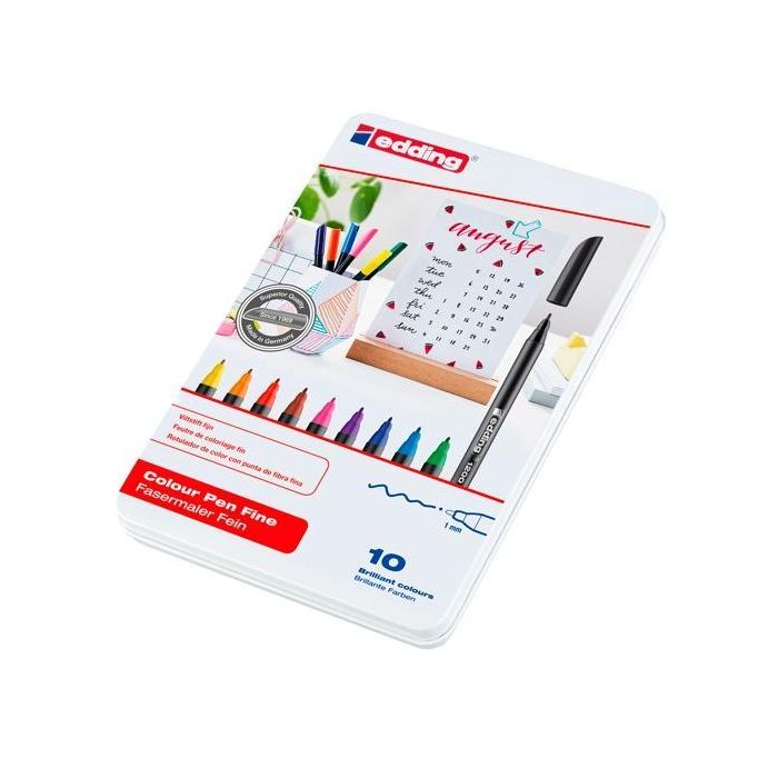 Edding Rotulador 1200 Punta Fina Colores Surtidos Estuche Metálico 10 Ud Edding Rotulador 1200 Punta Fina Colores Surtidos Estuche Metálico 10 Ud