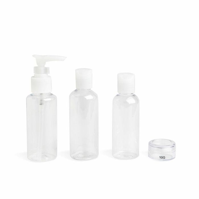Idc Institute Estuche de Viaje 4 Botes Vacíos Rellenables (2x100ml, 80ml, 10g) para Líquidos con Neceser Apto IATA