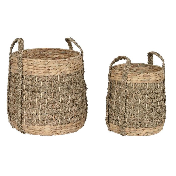 DKD Home Decor Cesta Tropical de Almacenaje de Fibra y Seagrass Natural, Set de 2, 35x35x45 cm 0 DKD Home Decor Cesta Tropical de Almacenaje de Fibra y Seagrass Natural, Set de 2, 35x35x45 cm 0