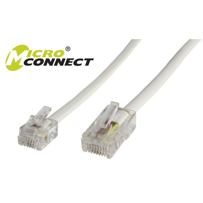 MicroConnect Cable RJ11-RJ45, Male/Male, White, 1.0m MicroConnect Cable RJ11-RJ45, Male/Male, White, 1.0m