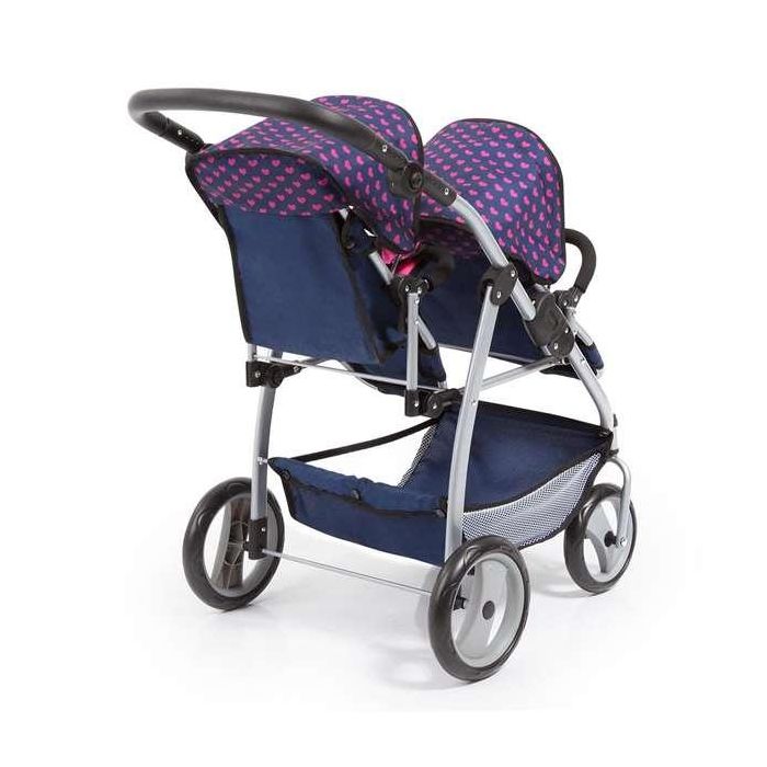Coche de muñeca paseo gemelar azul marino 73x63x46 cm 3 Coche de muñeca paseo gemelar azul marino 73x63x46 cm 3