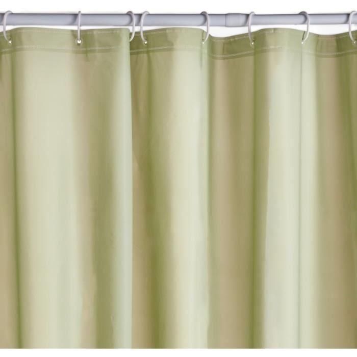 Cortina de ducha con diseño de gofres - Verde - PEVA - 180 x 200 cm - 12 ganchos - UTILITY - TODAY Cortina de ducha con diseño de gofres - Verde - PEVA - 180 x 200 cm - 12 ganchos - UTILITY - TODAY