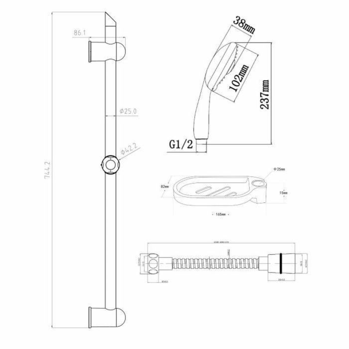 Columna de Ducha Rousseau Acero Inoxidable 2 m 3 Posiciones 60 cm 1 Columna de Ducha Rousseau Acero Inoxidable 2 m 3 Posiciones 60 cm 1