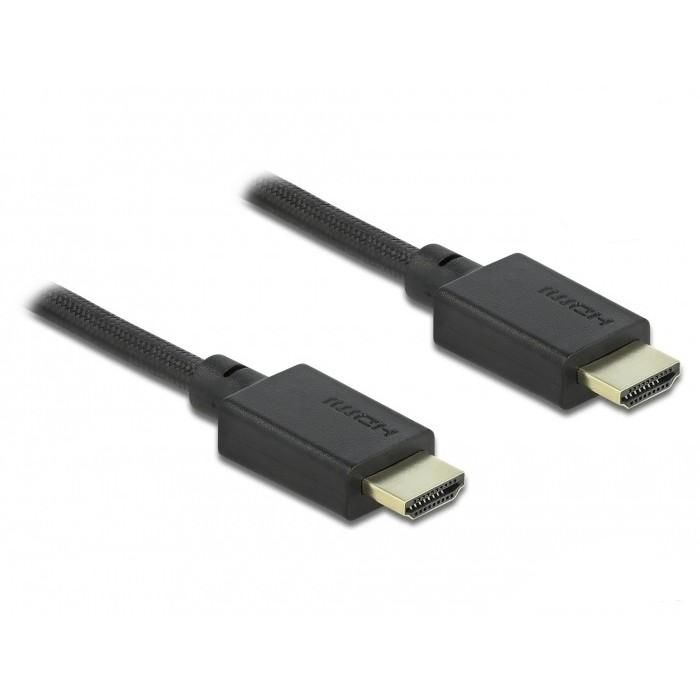 DELOCK Cable HDMI High Speed 48 Gbps 8K 60 Hz, 3D HDR, ARC, HEC, Dolby Vision, Contactos Oro, Nylon, 2m