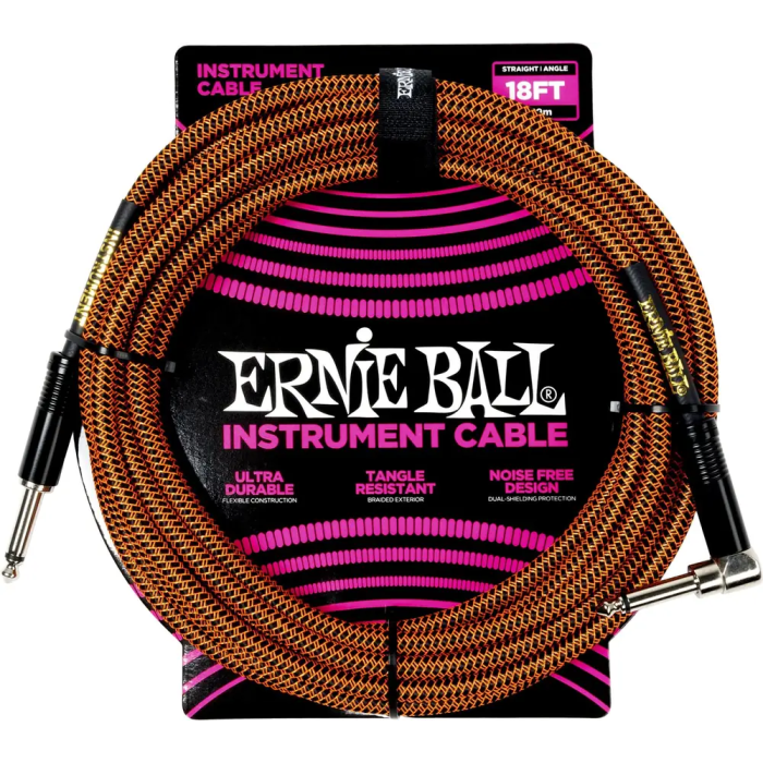 Ernieball Cable para Instrumento Trenzado Jack-Jack 5.5 M Naranja / Negro 0 Ernieball Cable para Instrumento Trenzado Jack-Jack 5.5 M Naranja / Negro 0