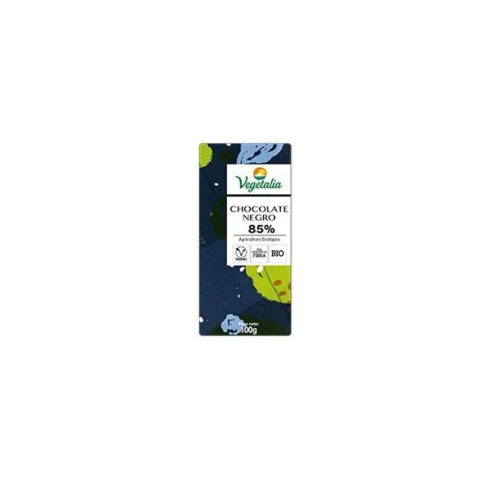 VEGETALIA Chocolate Negro Bio 85% Cacao CCPAE, Vegano, 100g, sin lactosa y frutos secos, con Pasta de Cacao y Azúcar de Caña Ecológicos