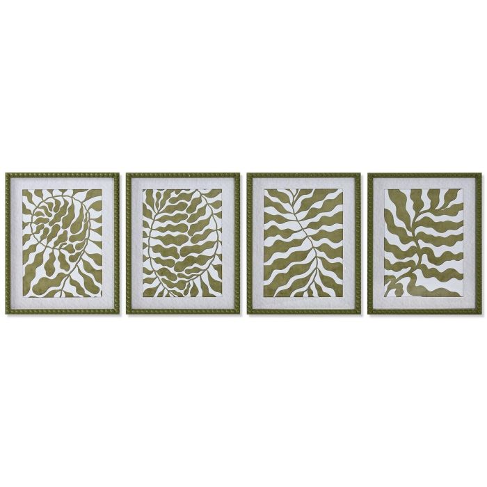 Cuadro Tropical DKD Home Decor Verde Blanco 2.5 x 50 x 40 cm (4 Unidades)